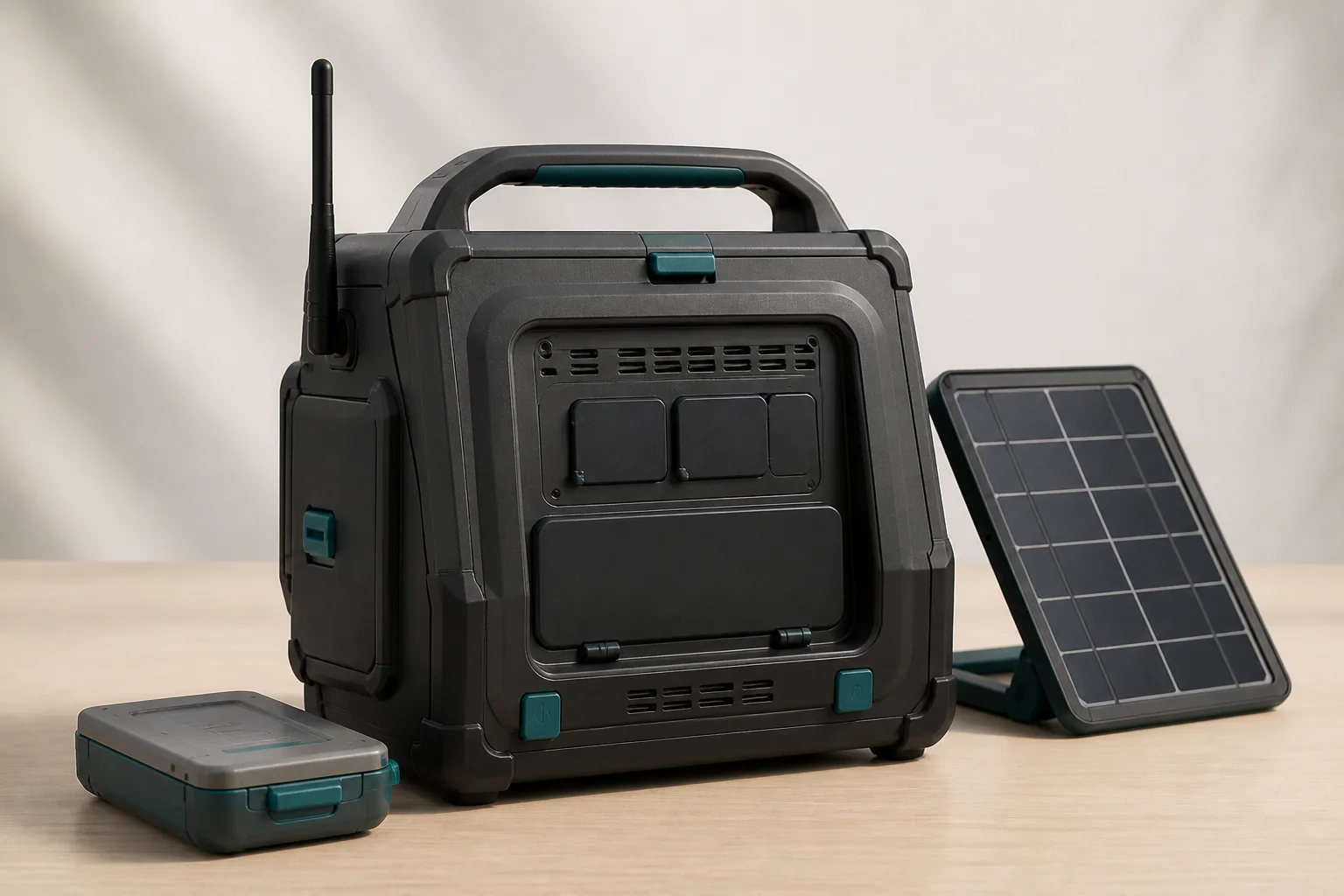 AI-generated rear service-panel concept for the portable learning hub