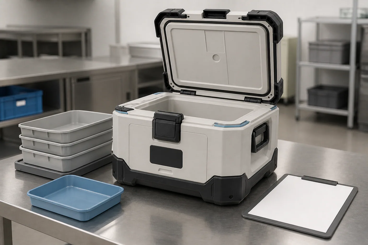 AI-generated MED-COOL POD handling workspace concept