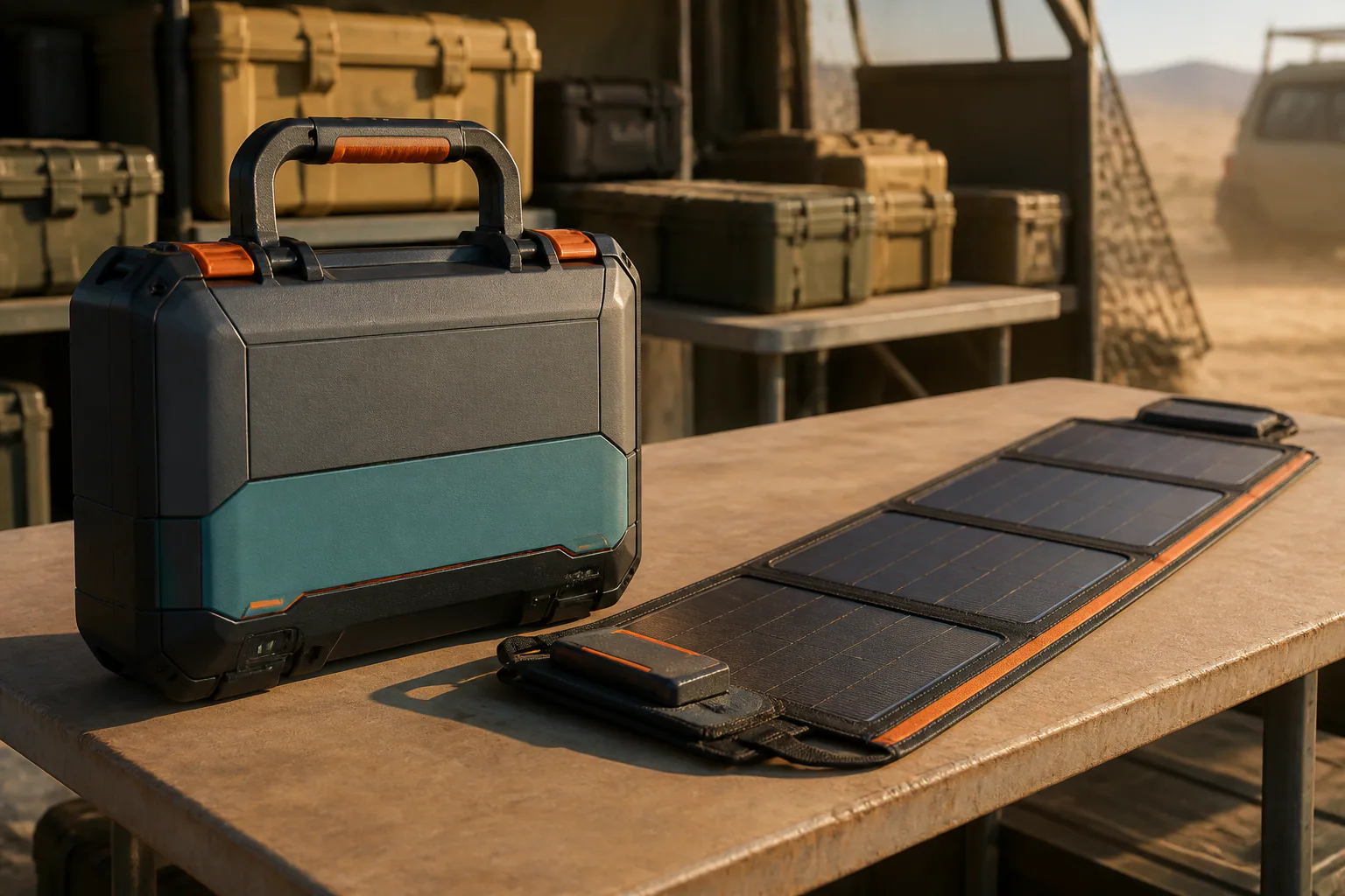 AI-generated closed rugged Nutri-Scan Field Kit transport concept
