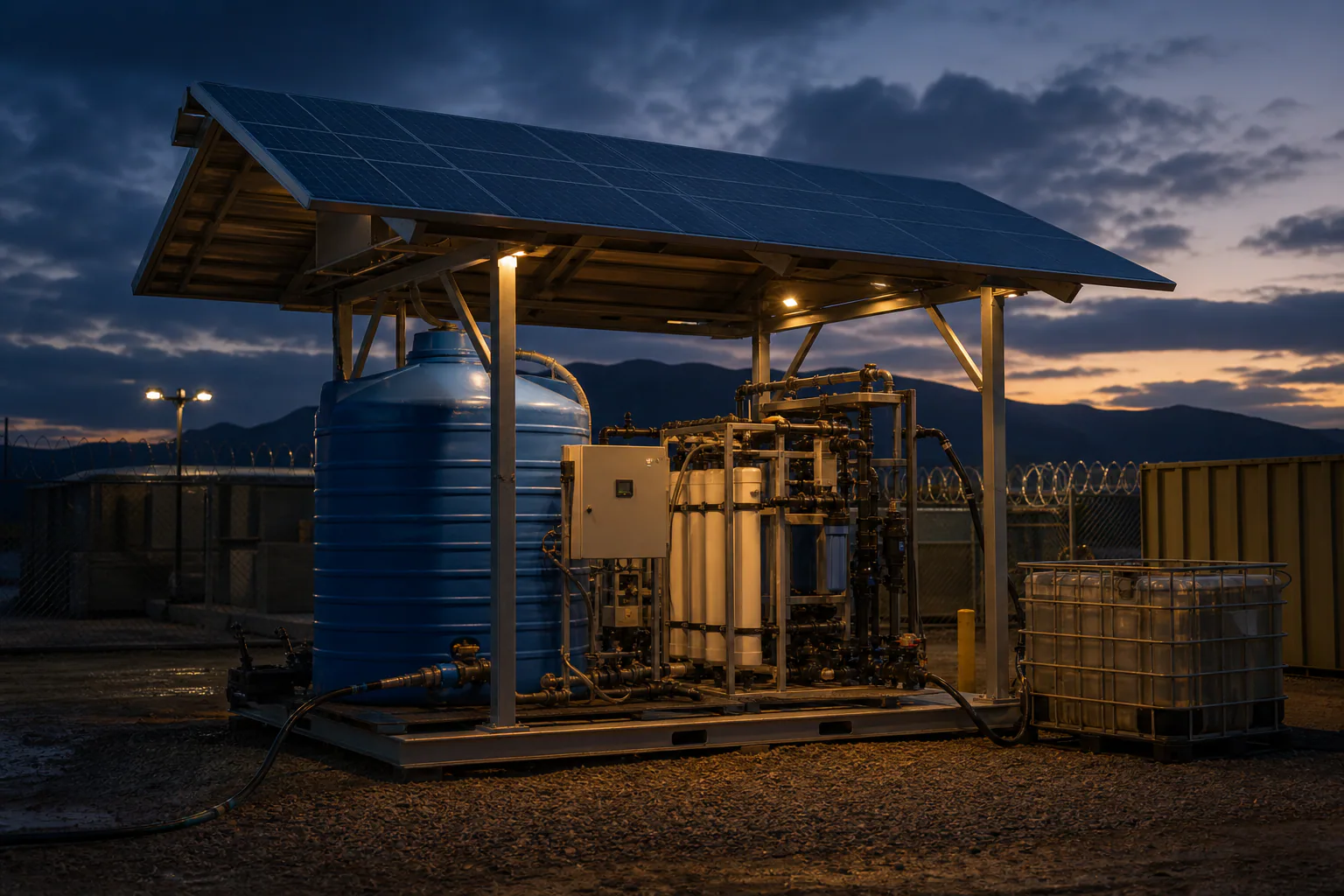 AQUA-LIFT station operating at dusk